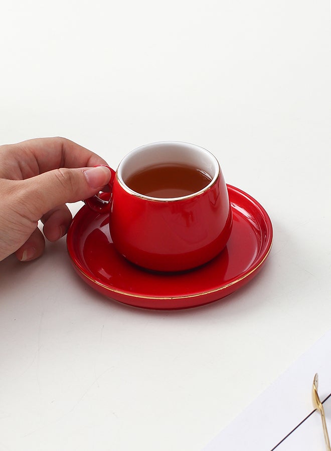 Craft Ceramic Cup And Saucer Red 125ml