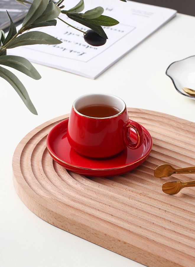 Craft Ceramic Cup And Saucer Red 125ml
