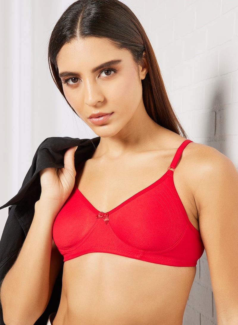 Aila Casual Push-Up Bra Red  - Image 3