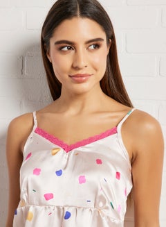 Aila Printed Lace Detail Mini Slip White/Blue/Yellow  - Image 4