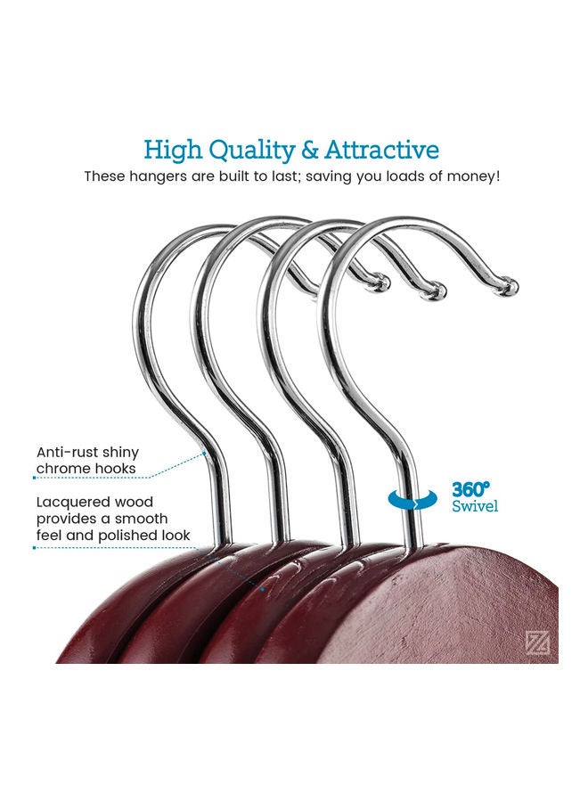 ZOBER 20-Piece Wooden Suit Hangers With Non Slip Pants Bar Brown/Silver Brown/Silver - Image 3