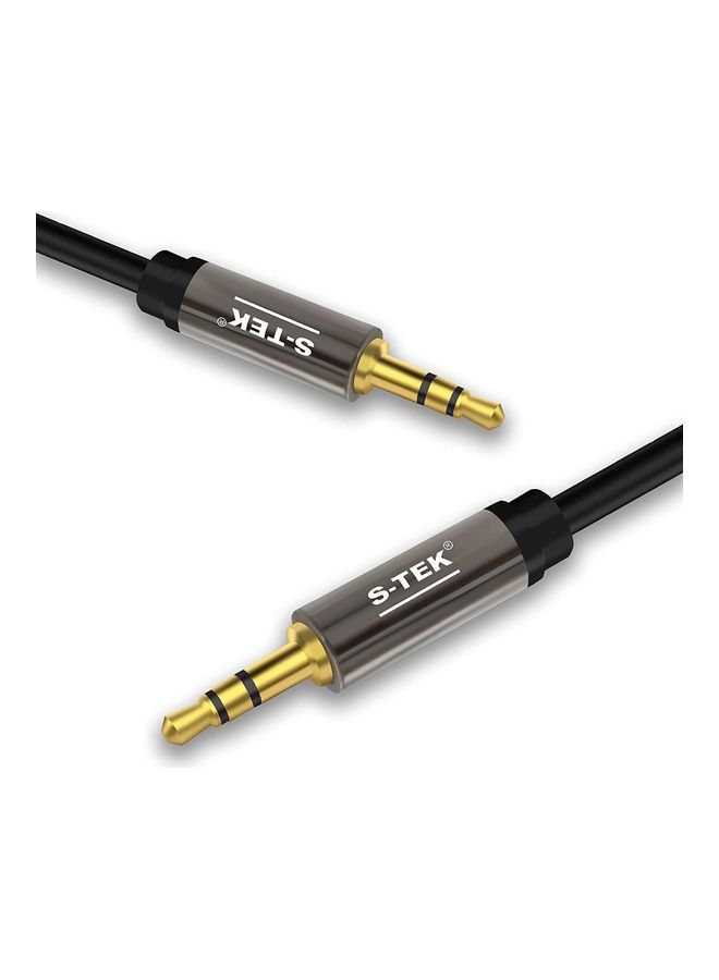 S تك كابل Aux ذكر إلى AUX ذكر مقاس 3.5 مم، متوافق مع أجهزة آيفون وآي باد والهواتف الذكية ومكبرات صوت ستيريو للسيارة وأجهزة التابلت بطول 2 متر. لون أسود. - Image 2