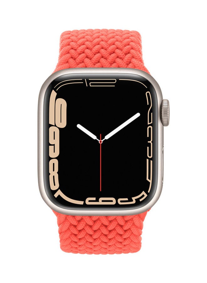 Techshare - Replacement Nylon Braided Solo Loop Sports Band Compatible for Apple Watch Series 7 45mm S Electric Orange - Image 1