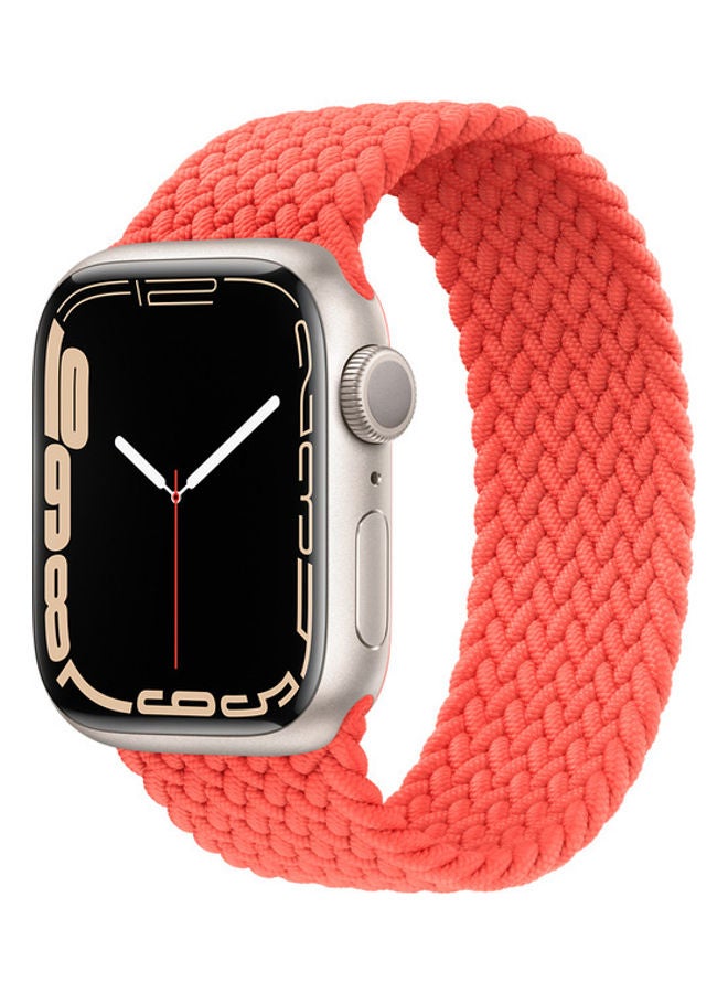 Techshare - Replacement Nylon Braided Solo Loop Sports Band Compatible for Apple Watch Series 7 45mm S Electric Orange - Image 1