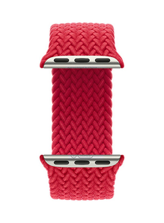 Techshare - Replacement Nylon Braided Solo Loop Sports Band Compatible for Apple Watch Series 7 45mm S Red - Image 1