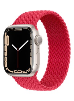 Replacement Nylon Braided Solo Loop Sports Band Compatible for Apple Watch Series 7 45mm S Red