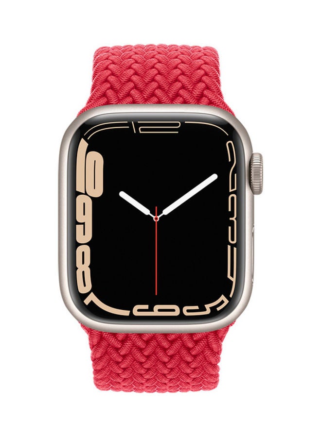 Techshare - Replacement Nylon Braided Solo Loop Sports Band Compatible for Apple Watch Series 7 45mm S Red - Image 1