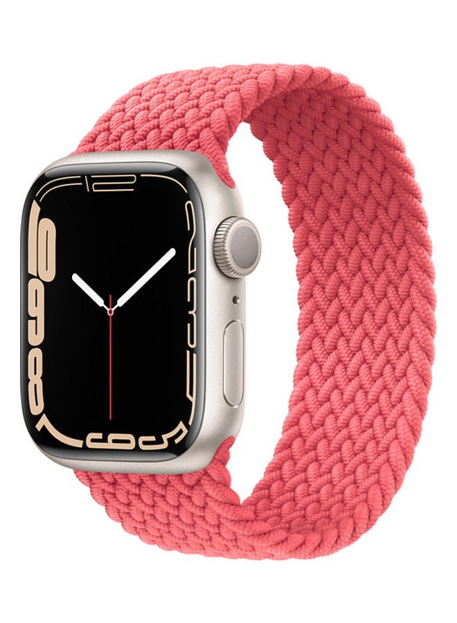 Techshare - Replacement Nylon Braided Solo Loop Sports Band Compatible for Apple Watch Series 7 45mm M Pink Punch - Image 1