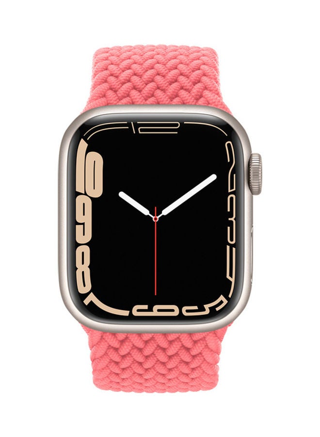 Techshare - Replacement Nylon Braided Solo Loop Sports Band Compatible for Apple Watch Series 7 45mm M Pink Punch - Image 1