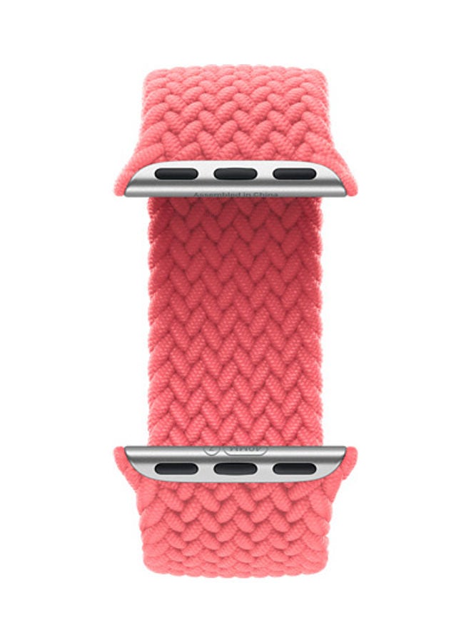 Techshare - Replacement Nylon Braided Solo Loop Sports Band Compatible for Apple Watch Series 7 45mm M Pink Punch - Image 1