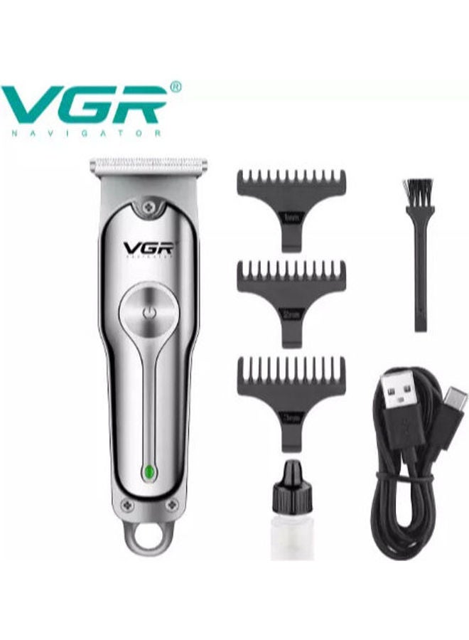 في جي آر ماكينة حلاقة شعر كهربائية واحترافيه وقابلة للشحن فضي - Image 1