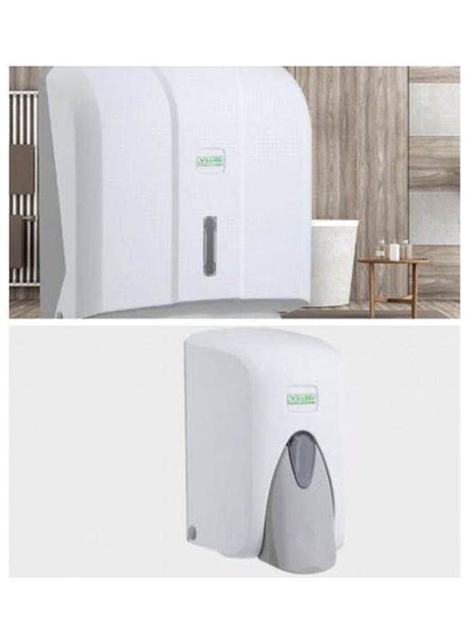 Plastic Paper Holder With Soap Dispenser White