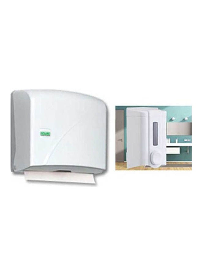 Plastic Paper Holder With Soap Dispenser White 1000ml