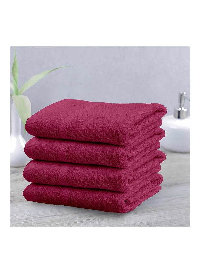 Hotel Linen Klub 4-Piece Fast Absorbent Hand Towel Set Fuschia Pink 40 x 70cm  - Image 4