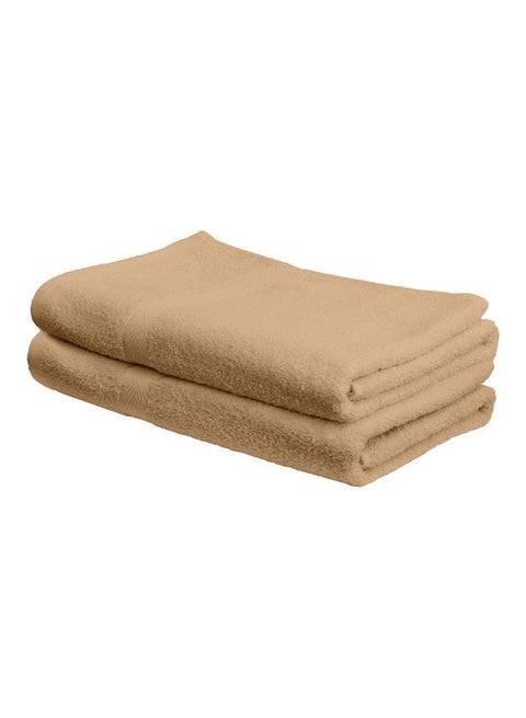 2-Piece Fast Absorbent Bath Towel Set Beige 70 x 140cm
