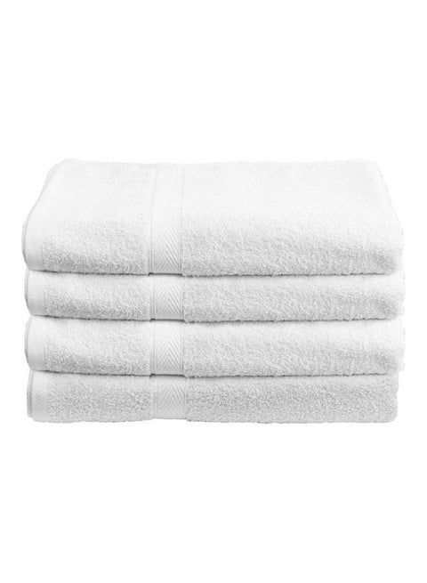 4-Piece Fast Absorbent Bath Towel Set White 70 x 140cm