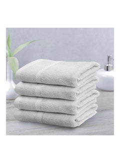 Hotel Linen Klub 4-Piece Cotton Terry Hand Towel Set – Fast Absorbent & Quick-Dry, Ringspun Fabric, Size: 40 x 70 cm , White White 40 x 70cm  - Image 2
