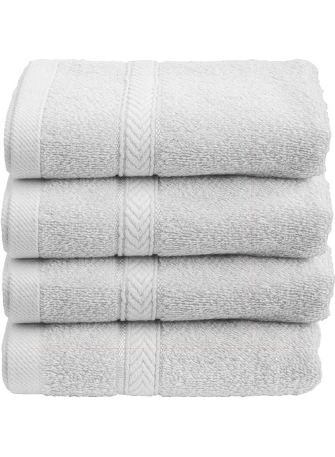 Hotel Linen Klub 4-Piece Cotton Terry Hand Towel Set – Fast Absorbent & Quick-Dry, Ringspun Fabric, Size: 40 x 70 cm , White White 40 x 70cm  - Image 1