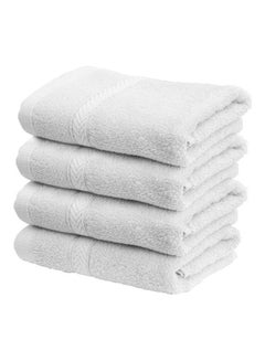 Hotel Linen Klub 4-Piece Cotton Terry Hand Towel Set – Fast Absorbent & Quick-Dry, Ringspun Fabric, Size: 40 x 70 cm , White White 40 x 70cm  - Image 3