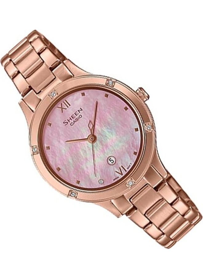 CASIO Women's Sheen Analog Dial Stainless Steel Plated Band SHE-4546PG-4AUDF - Image 2