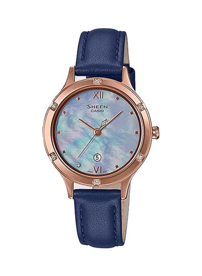 كاسيو ساعة يد بسوار من الجلد الطبيعي للنساء - Image 1