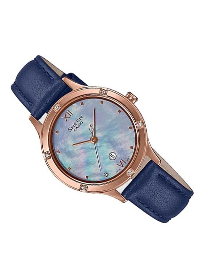 كاسيو ساعة يد بسوار من الجلد الطبيعي للنساء - Image 2