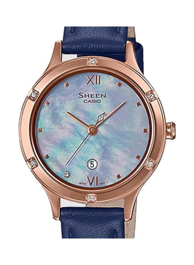 كاسيو ساعة يد بسوار من الجلد الطبيعي للنساء - Image 3