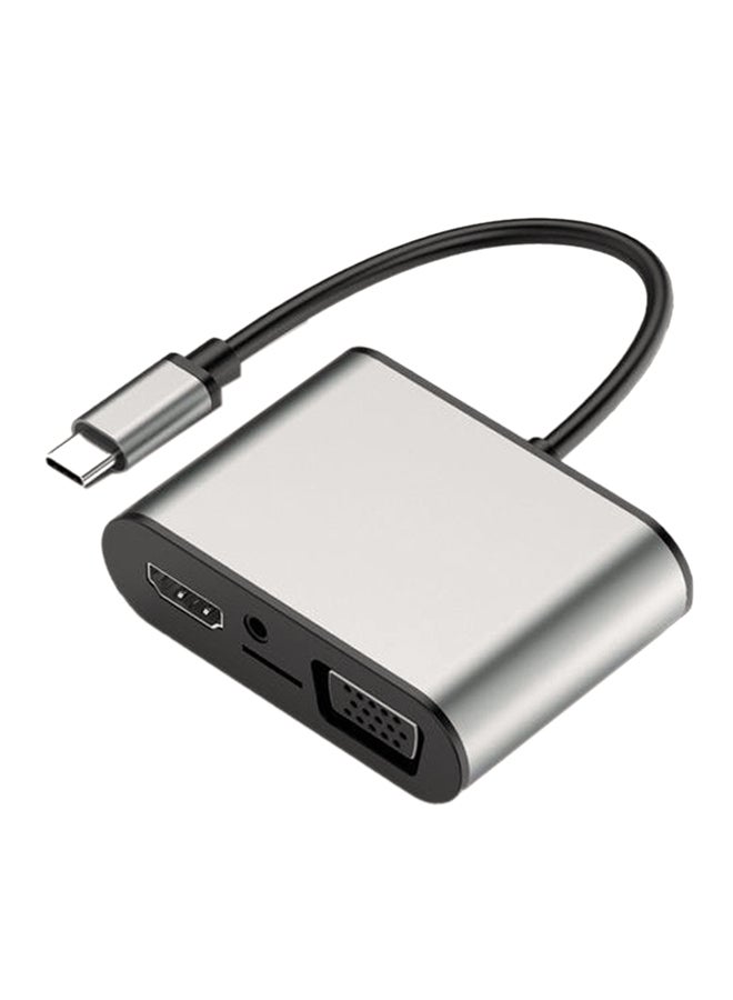 موزع 8 في 1 من منفذ نوع C إلى منفذ HDMI USB بدقة 4K رمادي - Image 1