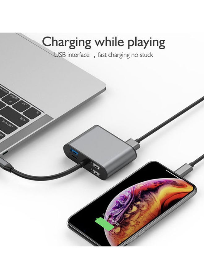 موزع 8 في 1 من منفذ نوع C إلى منفذ HDMI USB بدقة 4K رمادي - Image 3