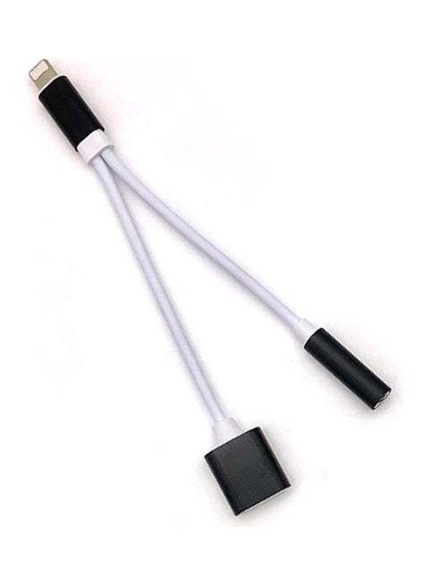 2 in 1 Lightning Adapter for iPhone 7 Audio and Charging Cable Black