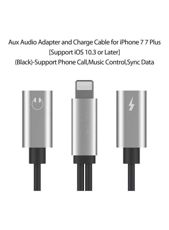 Generic - Audio Charging Wire Control Phone Call with a Pair of Lightning Multifunction Adapter for iPhone 7/7 Plus Black - Image 1