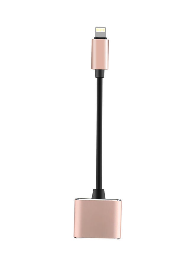 Generic - Audio Charging Wire Control Phone Call with a Pair of Lightning Multifunction Adapter for iPhone 7/7 Plus Rose Gold - Image 1