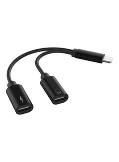 Audio Charging Wire Control Phone Call with a Pair of Lightning Multifunction Adapter for iPhone 7/7 Plus Black