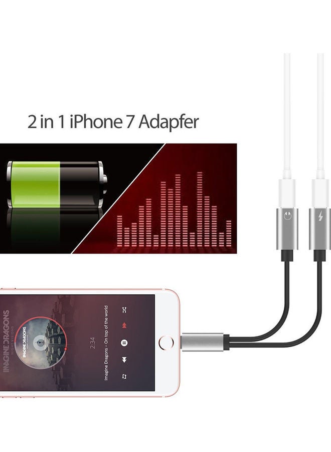 Generic - Audio Charging Wire Control Phone Call with a Pair of Lightning Multifunction Adapter for iPhone 7/7 Plus Black - Image 1