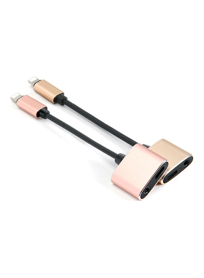 Generic - Audio Charging Wire Control Phone Call with a Pair of Lightning Multifunction Adapter for iPhone 7/7 Plus Rose Gold - Image 1