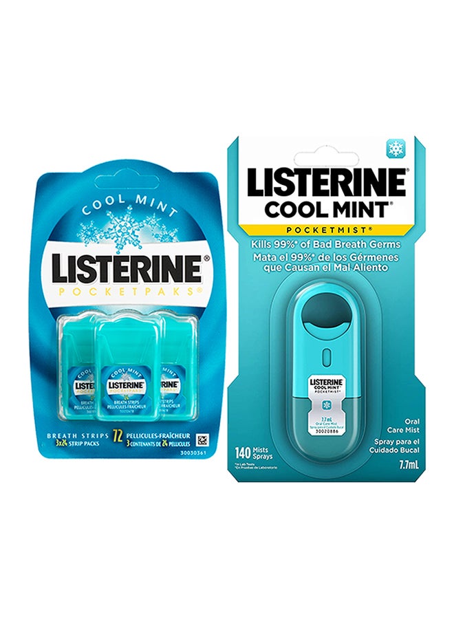 Listerine Cool Mint Pocketpaks & Pocketmist Set Blue 7.7ml  - Image 1