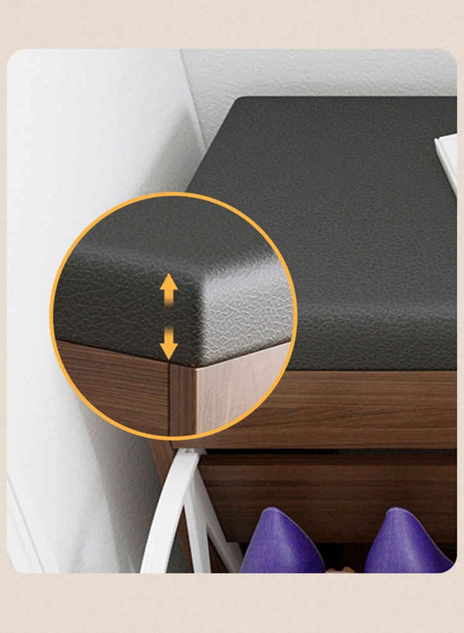 fashionhome Wooden Shoe Cabinet With Seats Changing Stool Black 60x33x51cm - Image 3