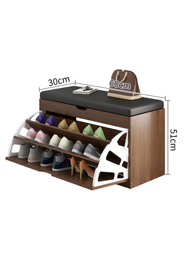 fashionhome Wooden Shoe Cabinet With Seats Changing Stool Black 60x33x51cm - Image 5