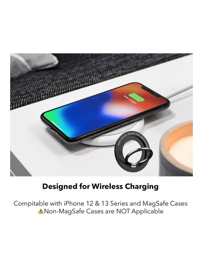 Magnetic Ring Holder Metal Grip Finger Kickstand Compitable with iPhone 12/13 Mini/Pro/Max and All Apple MagSafe Accessories Black - Image 3