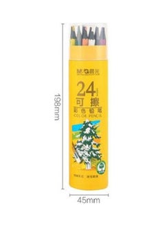 M&G Pack Of 24 Erasable Wooden Colors Pencil With Eraser Multicolour 
