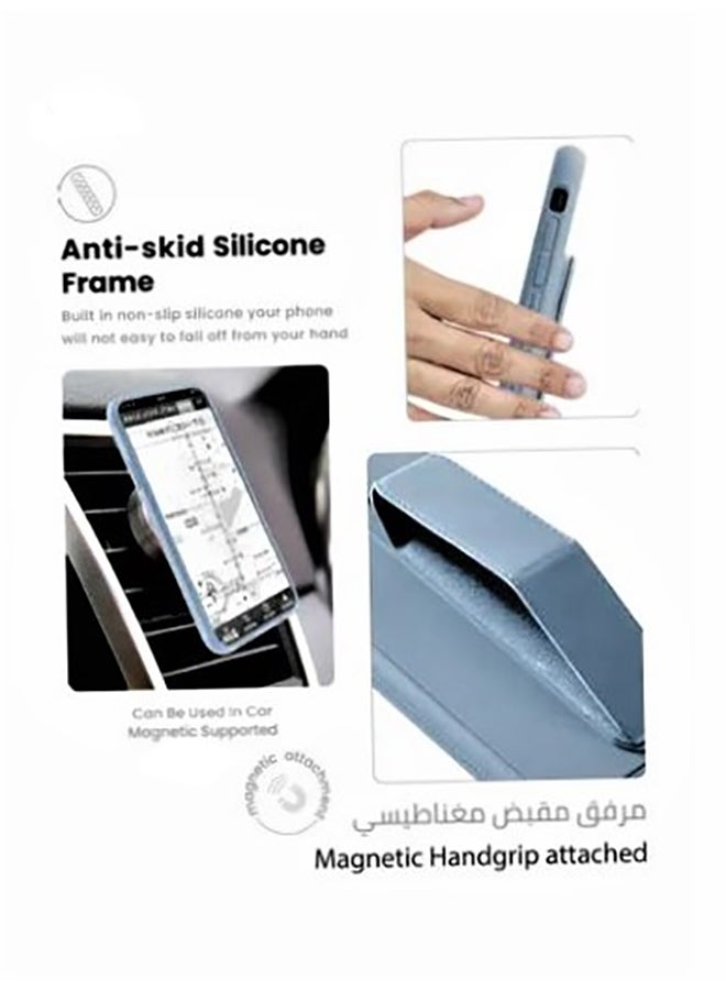 غطاء 3 في 1 بحامل يدوي مغناطيسي لهاتف سامسونج جالاكسي S20 أزرق - Image 3