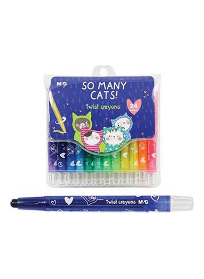 M&G So Many Cats Wax Crayons Retractable (12 Colors) Multicolour 