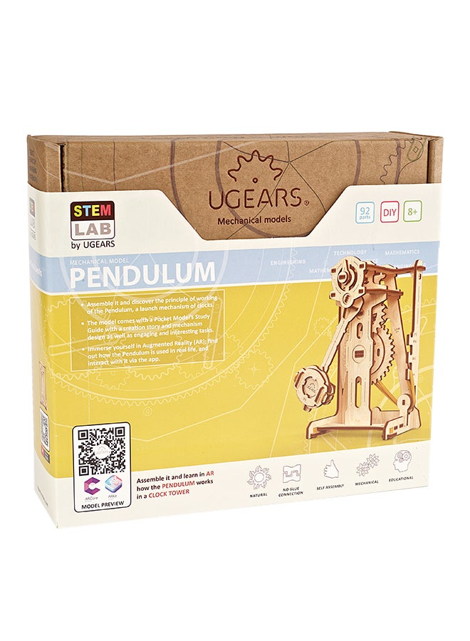 أوجيرز أحجية قطع تركيب خشبية ثلاثية الأبعاد من مجموعة ستيم لاب Pendulum من 92 قطعة - لون بني كاميل 20.5x6.3x18.8سم - Image 1