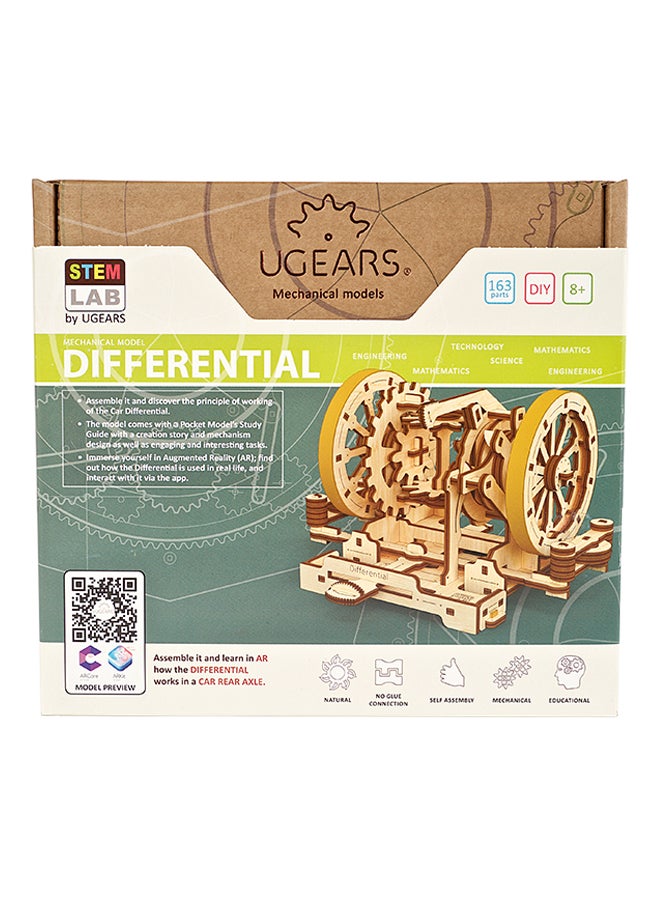 UGEARS - 163-Piece 3D Wooden Puzzle STEM Lab, Differential - Camel Brown 20.5x6.3x18.8cm - Image 1