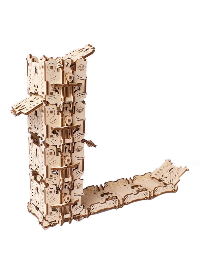 UGEARS Made in Europe, 3D Wooden Puzzle Modular Dice Tower, Mechanical Model Kit with 172 Parts, DIY, Self-Assembly, Woodcraft Constrution Toy, Perfect for Gifting, No Glue, Brown, UGR-70069 18x4.5x19cm - Image 1
