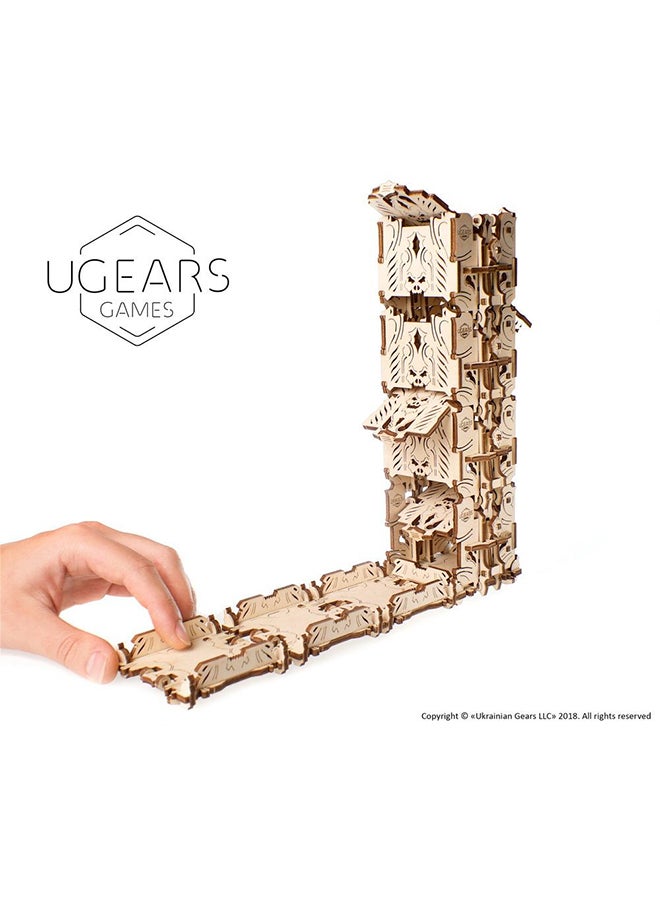 UGEARS Made in Europe, 3D Wooden Puzzle Modular Dice Tower, Mechanical Model Kit with 172 Parts, DIY, Self-Assembly, Woodcraft Constrution Toy, Perfect for Gifting, No Glue, Brown, UGR-70069 18x4.5x19cm - Image 2