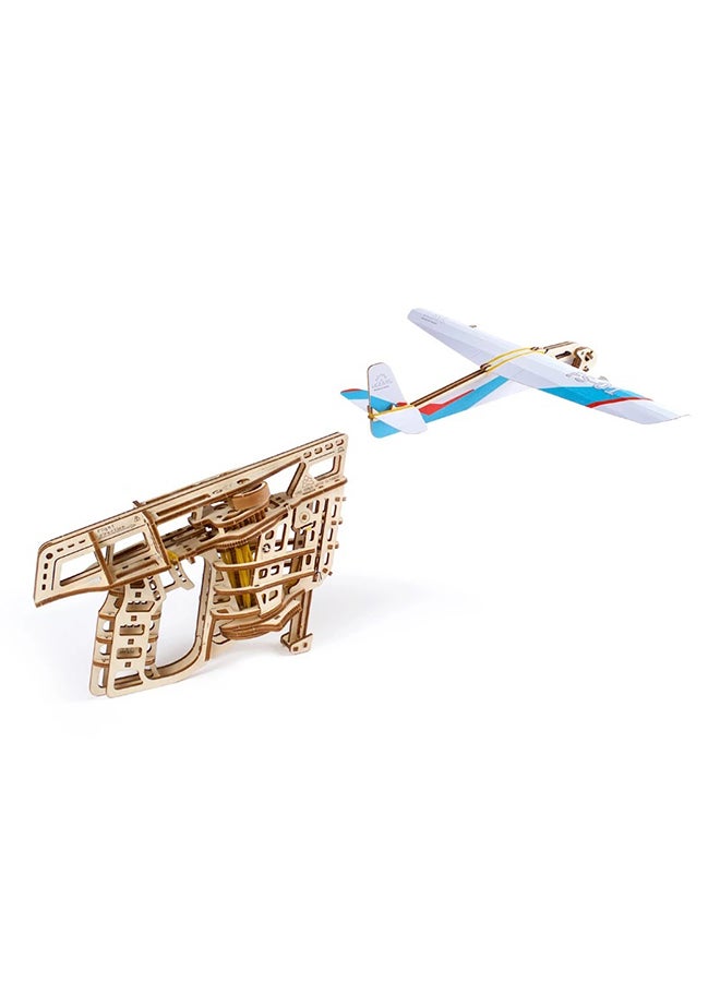 UGEARS Made in Europe, 3D Wooden Puzzle Model Flight Starter, Mechanical Model Kit, DIY, Self Propelled, Woodcraft Construction Toy, Perfect for Gifting, No Glue Needed, Brown, UGR-70075 37.8x3.2x17cm - Image 3