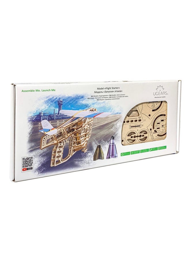 UGEARS Made in Europe, 3D Wooden Puzzle Model Flight Starter, Mechanical Model Kit, DIY, Self Propelled, Woodcraft Construction Toy, Perfect for Gifting, No Glue Needed, Brown, UGR-70075 37.8x3.2x17cm - Image 1