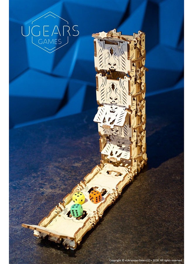 UGEARS Made in Europe, 3D Wooden Puzzle Modular Dice Tower, Mechanical Model Kit with 172 Parts, DIY, Self-Assembly, Woodcraft Constrution Toy, Perfect for Gifting, No Glue, Brown, UGR-70069 18x4.5x19cm - Image 5