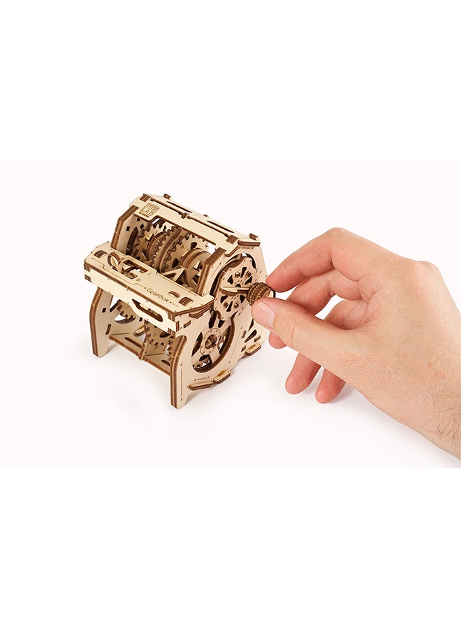 أوجيرز أحجية قطع تركيب خشبية ثلاثية الأبعاد من مجموعة ستيم لاب Gear Box من 120 قطعة - لون بني كاميل 20.5x6.3x18.8سم - Image 4